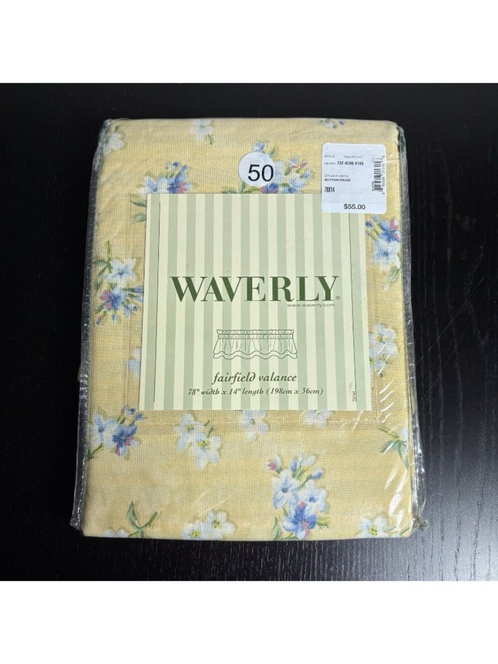WAVERLY Fairfield Valance Fontanelle Buttercream Floral Print 78x14 NEW